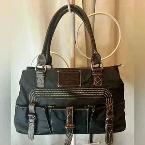 Tommy Hilfiger Vintage Y2K shoulder Tote Nylon and Leather